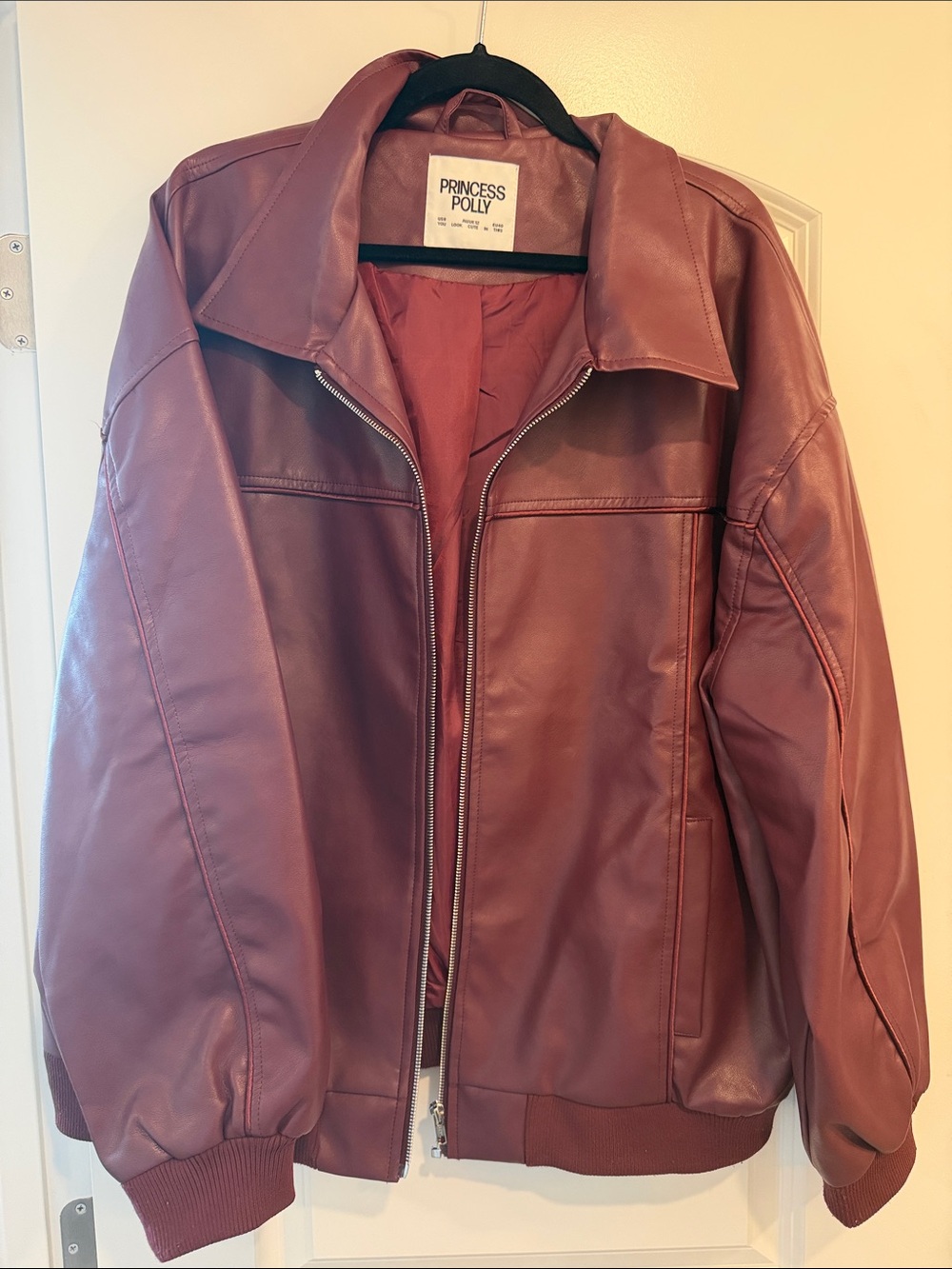 Princess Polly Dusty Mauve Faux Leather Bomber Jacket